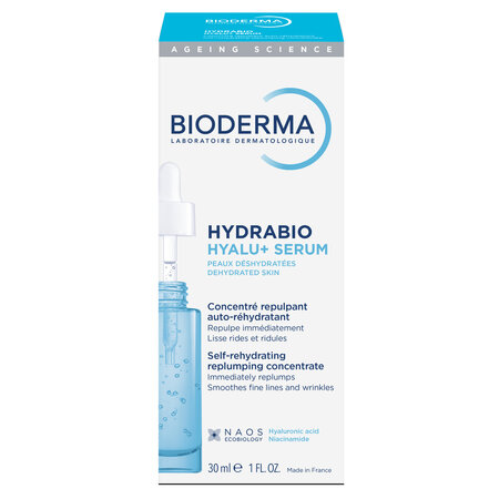 Ser hidratant pentru fata cu acid hialuronic si niacinamida Hydrabio Hyalu+, 30 ml, Bioderma 822853