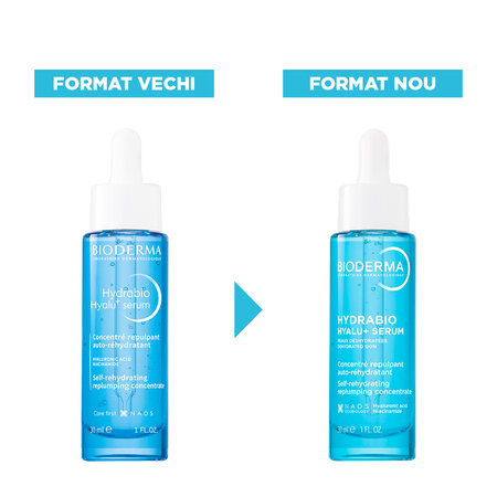 Ser hidratant pentru fata cu acid hialuronic si niacinamida Hydrabio Hyalu+, 30 ml, Bioderma 822866