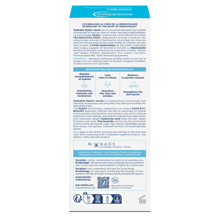 Ser hidratant pentru fata cu acid hialuronic si niacinamida Hydrabio Hyalu+, 30 ml, Bioderma 822867
