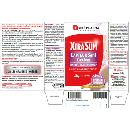 XtraSlim Capteur 3 in 1 ExtrFort, 60 capsule, Forte Pharma 765892