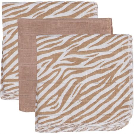 Set museline din bumbac Blush & Blossom, 30 x 30 cm, Zebra, 3 bucati, Tryco