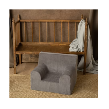 Fotoliu din catifea pentru copii, Gri, Twindeco 580655