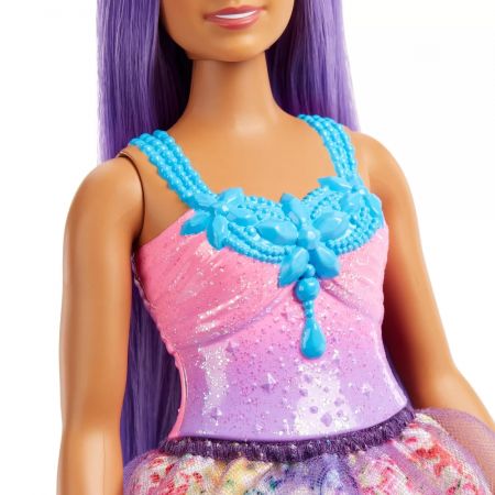 Papusa Printesa cu par mov Dreamtopia, +3 ani, 1 bucata, Barbie 574780