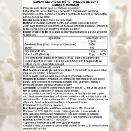 Drojdie de bere, 28 comprimate, Forte Pharma 767966