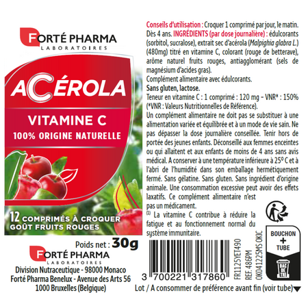Acerola, 12 comprimate masticabile, Forte Pharma 765967