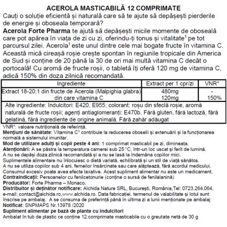 Acerola, 12 comprimate masticabile, Forte Pharma 765966