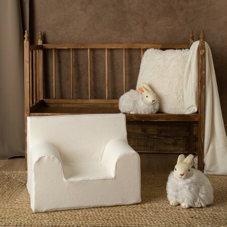 Fotoliu din catifea pentru copii, Alb, Twindeco 573133