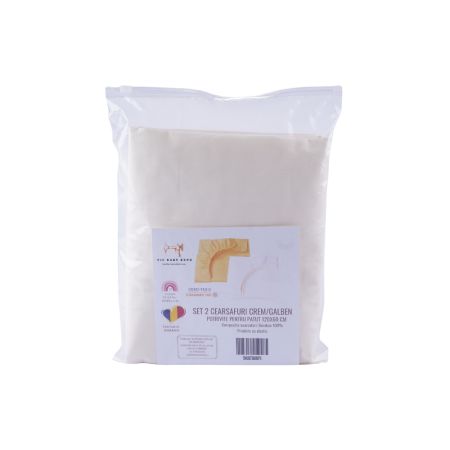 Set 2 cearceafuri pentru patut, 120 x 60 cm, Crem si Galben, Fic Baby 764349