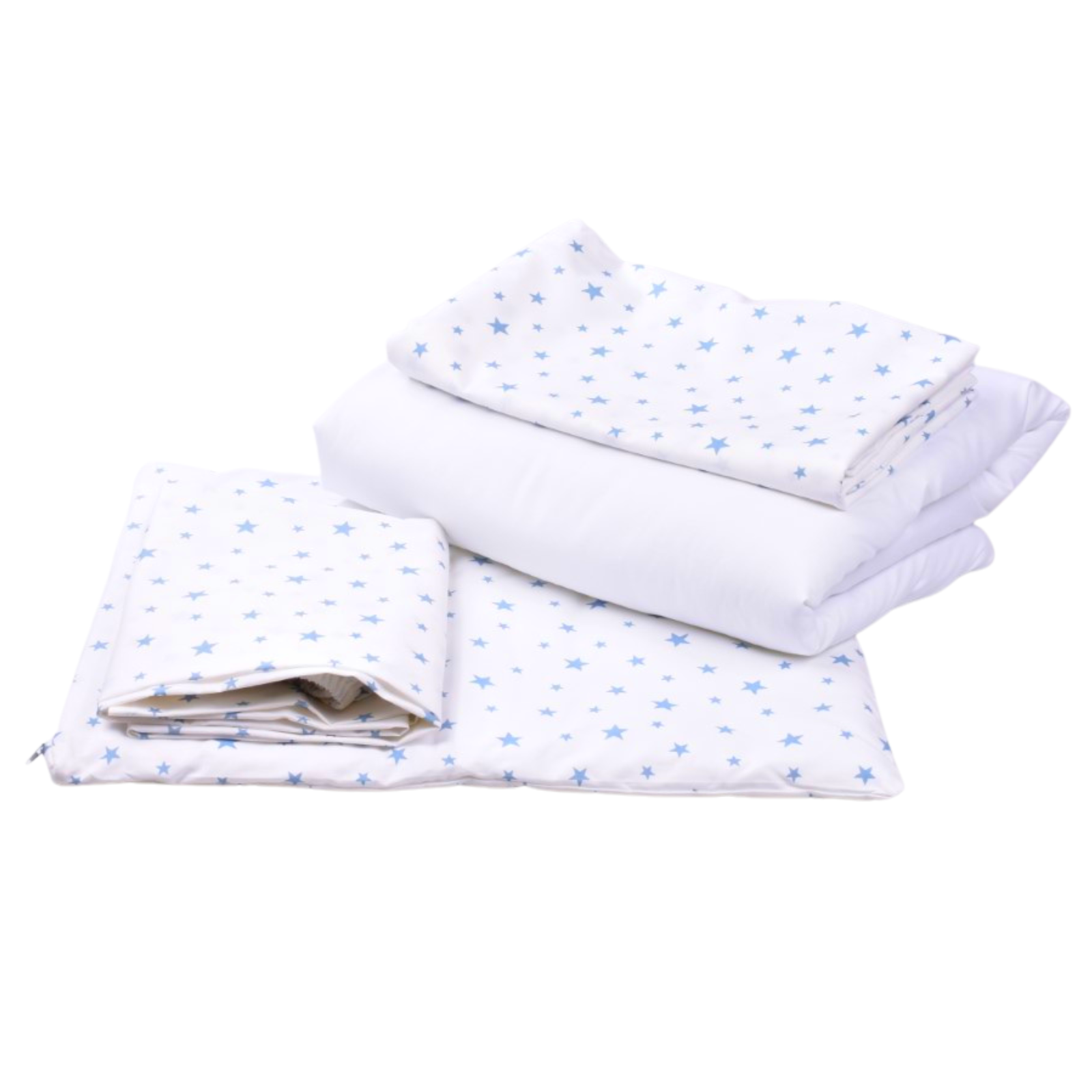 Lenjerie pentru patut cu 5 piese, 120 x 60 cm, model Stelute Bleu, Fic Baby