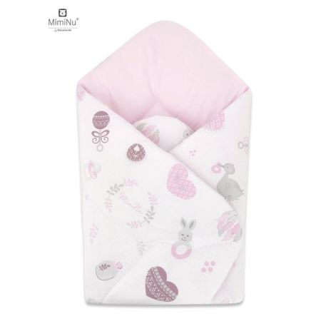 Paturica de infasat multifunctionala cu doua fete, 75x75 cm, Baby Shower Pink, Miminu