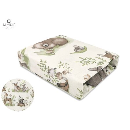 Cearceaf din bumbac cu elastic pentru patut, 120x60 cm, Design Calm Forest Natural, MimiNu 575679