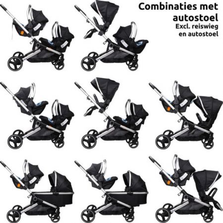 Carucior pentru gemeni Amigo, Black/Silver, Ding 575765