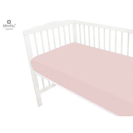 Cearceaf din bumbac cu elastic pentru patut Colectia Royal, 120x60 cm, Powder Pink, MimiNu 575844