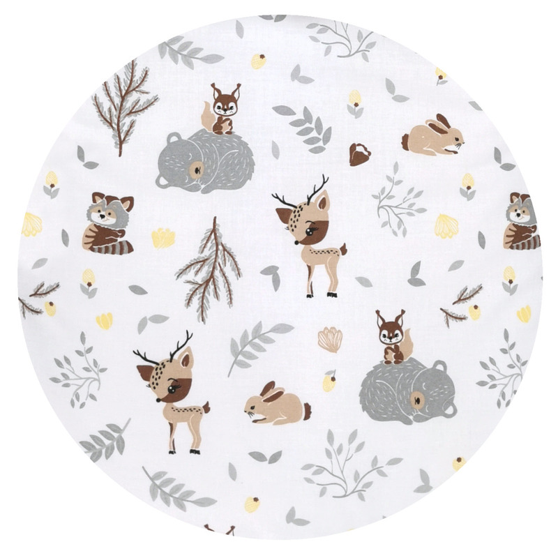 Cearceaf din bumbac cu elastic pentru patut, 120x60 cm, Forest Friends Grey - Beige, MimiNu