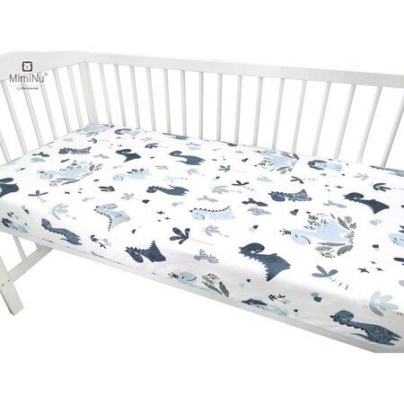 Cearceaf din bumbac cu elastic pentru patut, 120x60 cm, Dino Granat, MimiNu 575905
