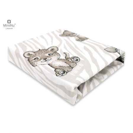 Cearceaf din bumbac cu elastic pentru patut, 120x60 cm, Safari Beige, MimiNu 575911