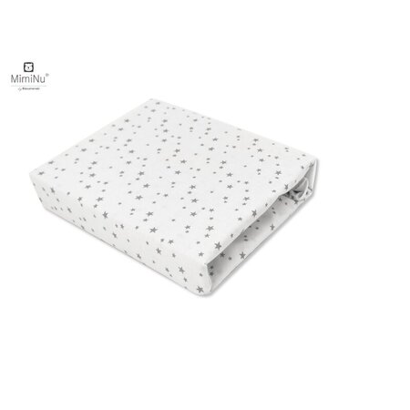Cearceaf din bumbac cu elastic pentru patut, 120x60 cm, Mini Gray Stars, MimiNu 575925