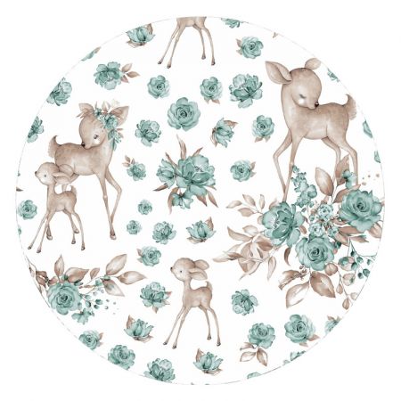 Cearceaf din bumbac cu elastic pentru patut, 120x60 cm, Sweet Deer Mint, MimiNu