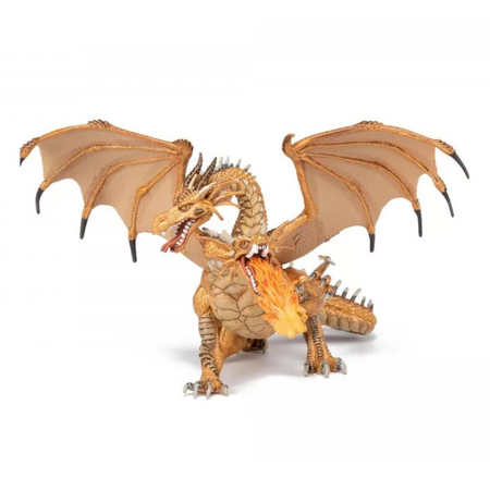 Figurina Dragon auriu cu doua capete, + 3 ani, Papo 576094