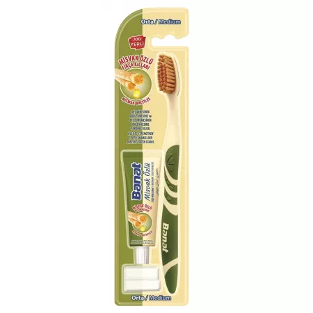 Set de calatorie Miswak periuta de dinti + pasta de dinti, Banat