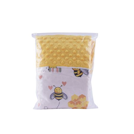 Paturica din plus minky si bumbac, 80 x 80 cm, Albinute, Fic Baby 764069