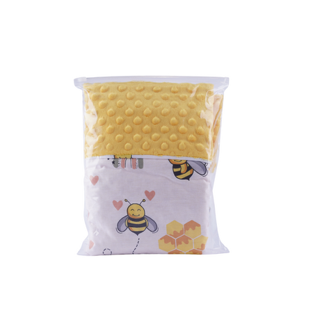 Paturica din plus minky si bumbac, 80 x 80 cm, Albinute, Fic Baby 764069