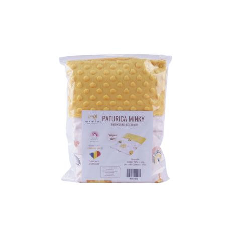 Paturica din plus minky si bumbac, 80 x 80 cm, Albinute, Fic Baby 764070