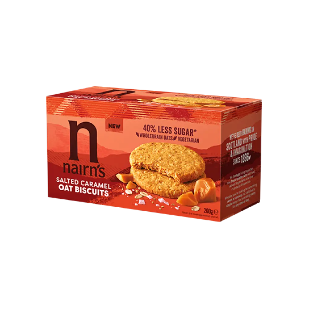 Biscuiti din ovaz integral cu caramel sarat, 200 g, Nairn's