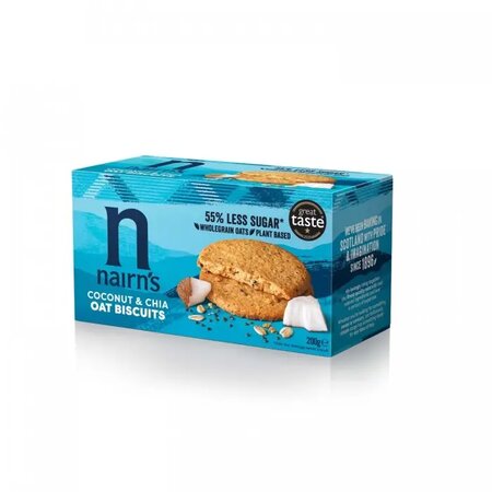 NAIRN''S BISCUITI DIN OVAZ INTEGRAL CU COCOS SI SEMINTE DE CHIA 200G