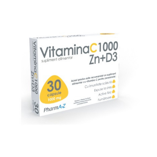 Vitamina C 1000 Zn+D3, 30 capsule, PharmA-Z