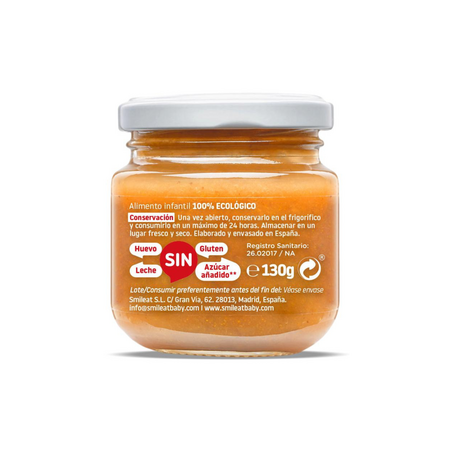 Piure Bio din mere, portocale si morcov, +6 luni, 130 g, Smileat 577273