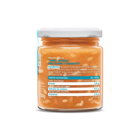 Mancare Bio din somon, mazare si orez integral, +10 luni, 230 g, Smileat 577289