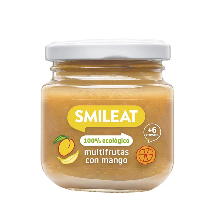 Piure Bio din mix de fructe cu mango, +6 luni, 130 g, Smileat