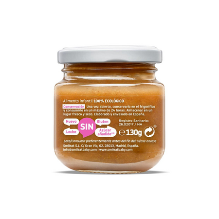 Piure Bio din piersici si zmeura, +6 luni, 130 g, Smileat 577353