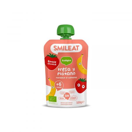 SMILEAT GUSTARE PIURE BIO DIN BANANE SI CAPSUNI, +6 LUNI BIO*