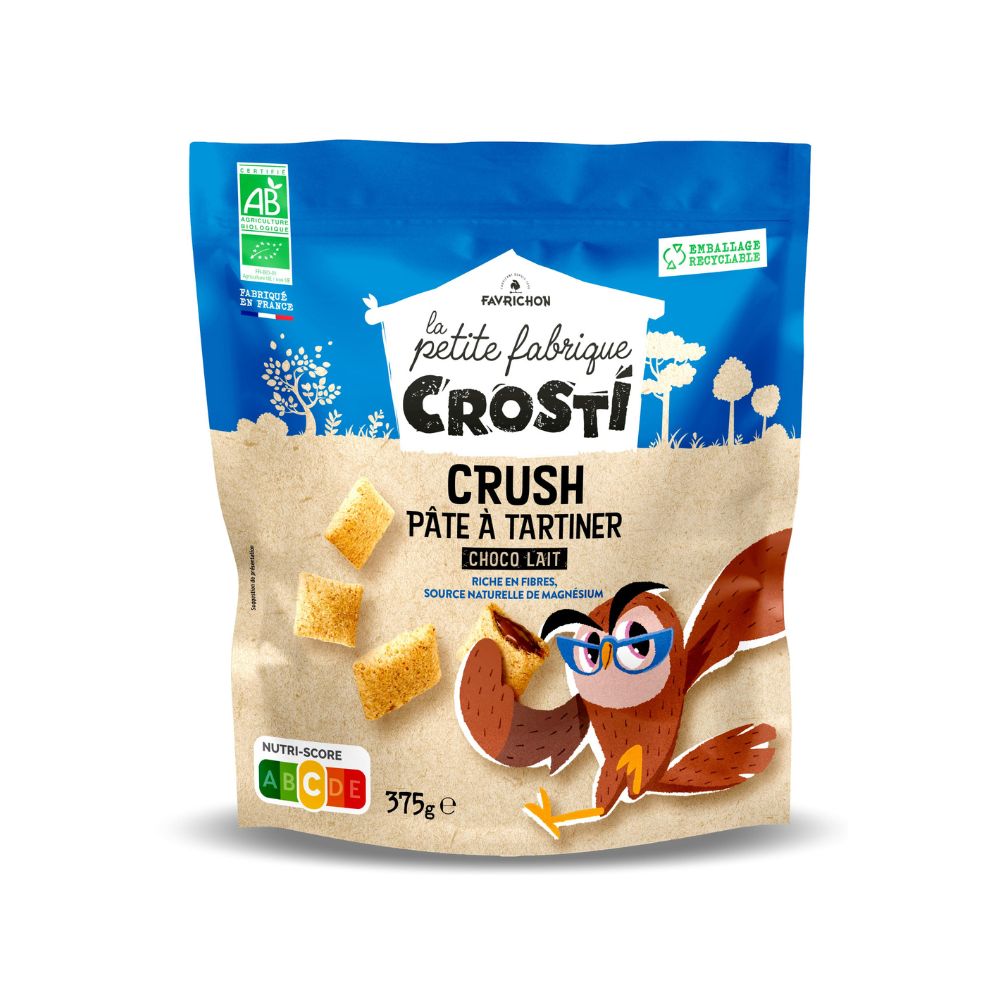 Pernute Bio cu crema de ciocolata cu lapte, 375 g, Crosti