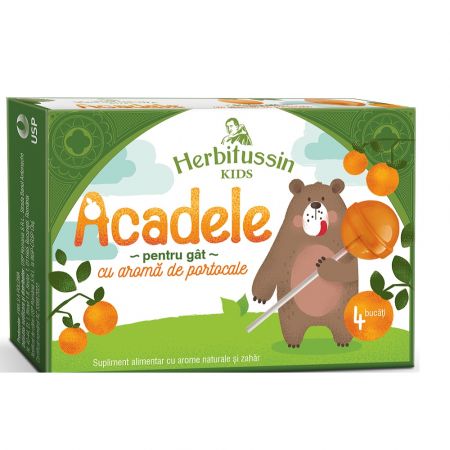 HERBITUSSIN KIDS ACADELE AROMA PORTOCALE 4 BUC  USP