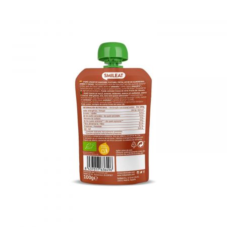 Piure Bio din migdale, cacao si capsuni, +9 luni, 100 g, Smileat 577912