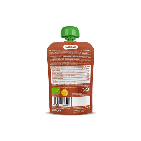 Piure Bio din migdale, cacao si capsuni, +9 luni, 100 g, Smileat 577912