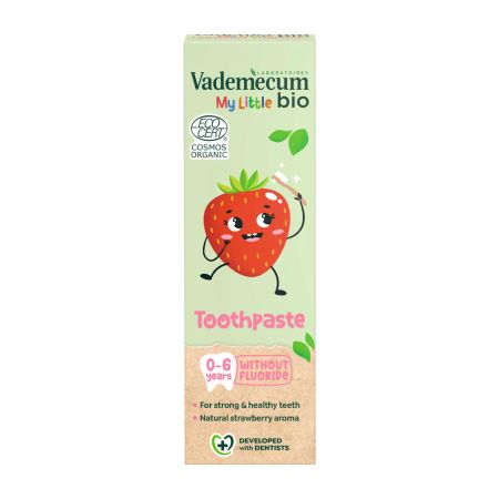 Pasta de dinti bio pentru copii cu aroma de capsuni, 0-6 ani, 50 ml, Vademecum
