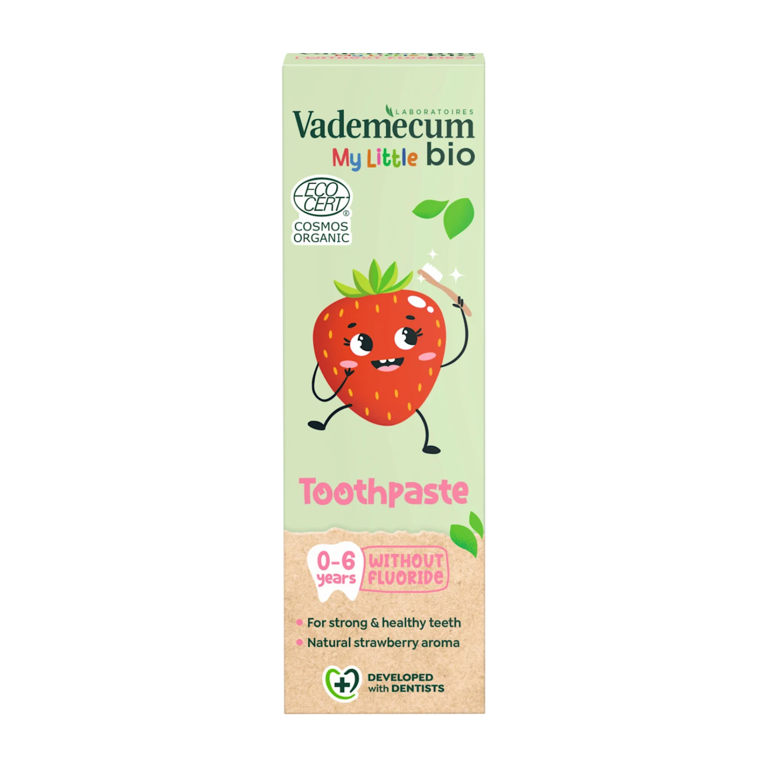 Pasta de dinti bio pentru copii, Capsuni, 0-6 ani, 50 ml, Vademecum