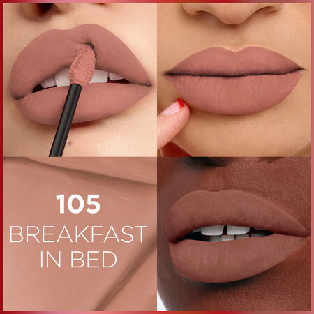 Ruj lichid mat rezistent la transfer Infaillible Matte Resistance, 5 ml,105 Breakfast in Bed, Loreal Paris 578001