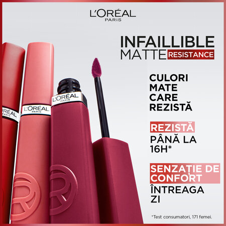 Ruj lichid mat rezistent la transfer Infaillible Matte Resistance, 230 Shopping Spree, 5 ml, Loreal Paris 578043
