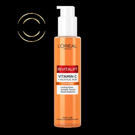 Gel de curatare spumant imbogatit cu Vitamina C si Acid Salicilic Revitalift Clinical, 150 ml, Loreal Paris 578089