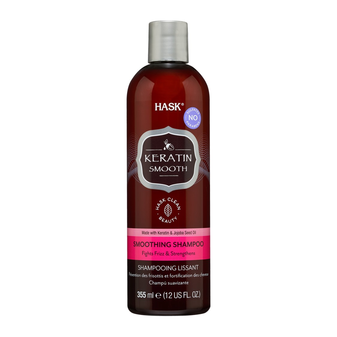 Sampon pentru netezirea parului Keratin Smooth, 355 ml,  Keratina si Ulei de Jojoba, Hask