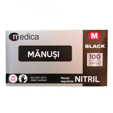 MEDICA MANUSI EXAMINARE NITRIL NEPUDRATE NEGRU M 100BUC