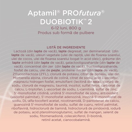 Lapte praf ProFutura DuoBiotik 2, 6-12 luni, 800 g, Aptamil 503415