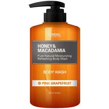 KUNDAL GEL DE DUS HONEY & MACADAMIA PURE AROMA DE GRAPEFRUIT ROZ, 500 ML