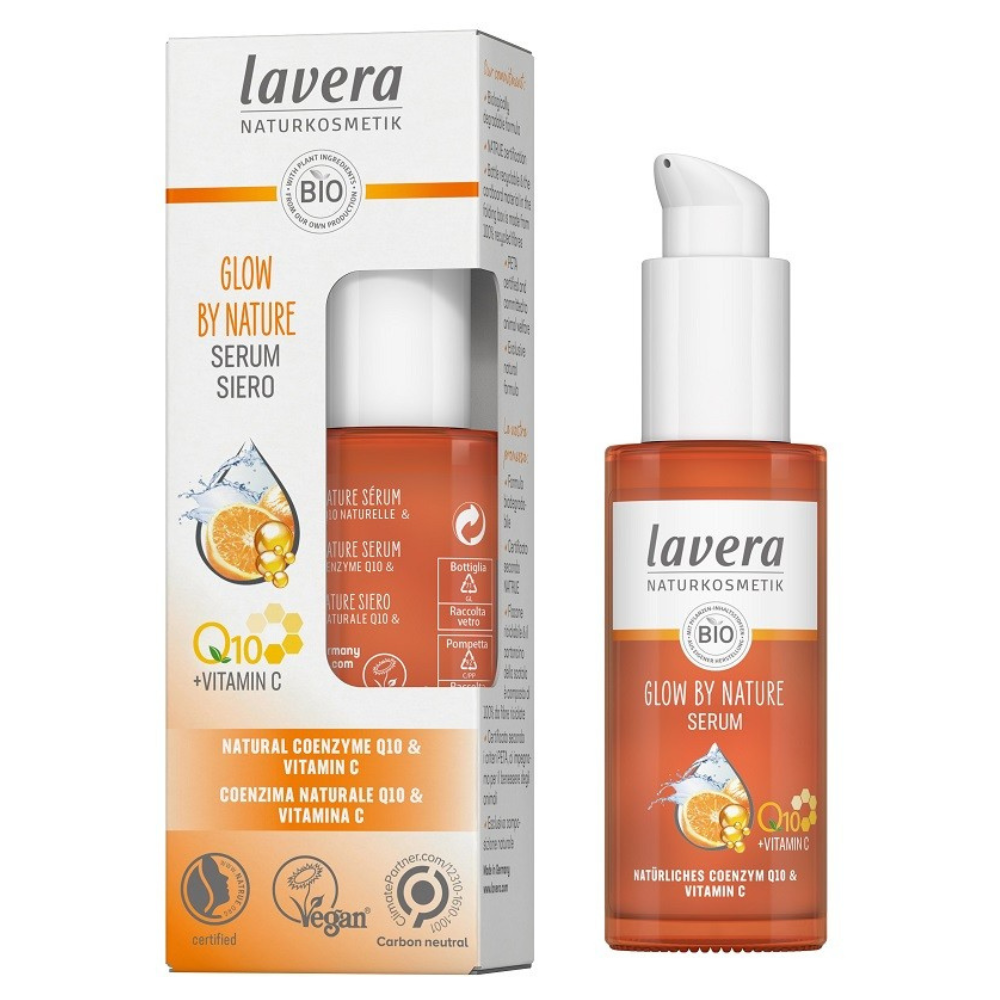 Serum iluminator cu Vitamina C si Coenzima Q10 Glow By Nature, 30 ml, Lavera