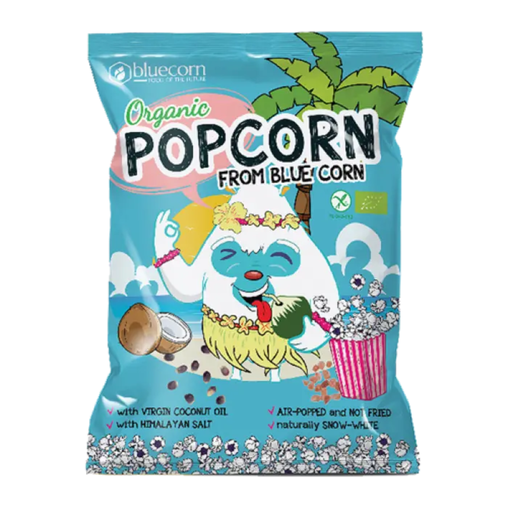 Popcorn Bio pentru copii cu ulei de cocos si sare de himalaya, 20 g, Bluecorn